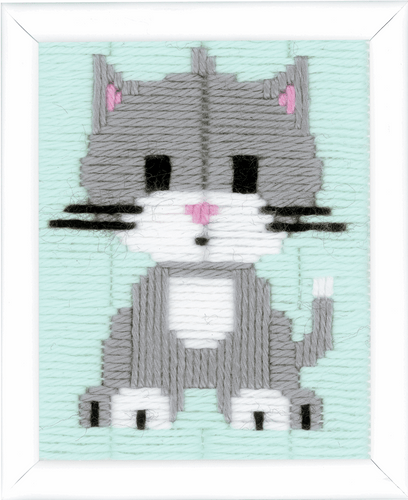 Grey Kitty Long Stitch Kit by Vervaco