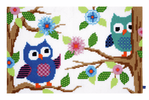 Owl Talk Rug Cross Stitch Kit by Vervaco