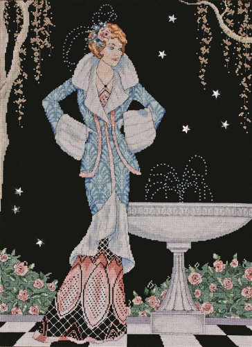 Midnight Fountain Counted Cross Stitch Kit By Design Works