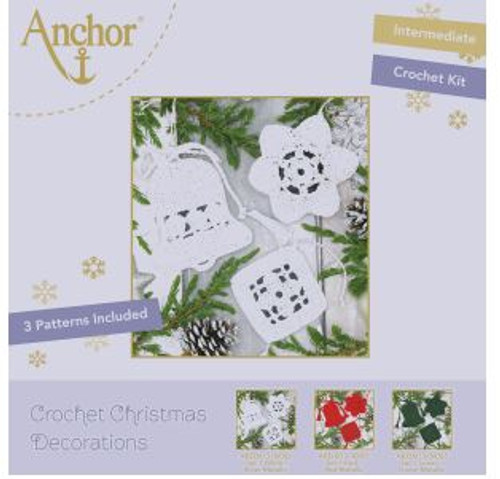Crochet Kit: Christmas Tree Decorations: White by Anchor