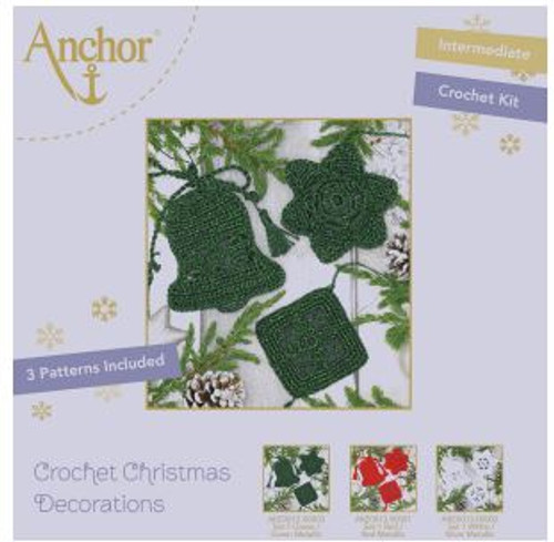 Crochet Kit: Christmas Tree Decorations: Green by Anchor