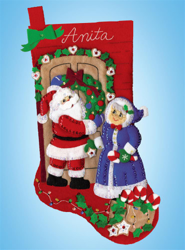 Mr and Mrs Claus Stocking Christmas Crafts Kit By Design Works
