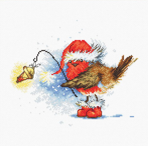 Robin with Lamp Counted Cross Stitch Kit By Luca S