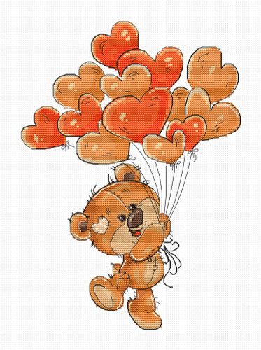 Teddy Heart Balloons Counted Cross Stitch Kit By Luca S