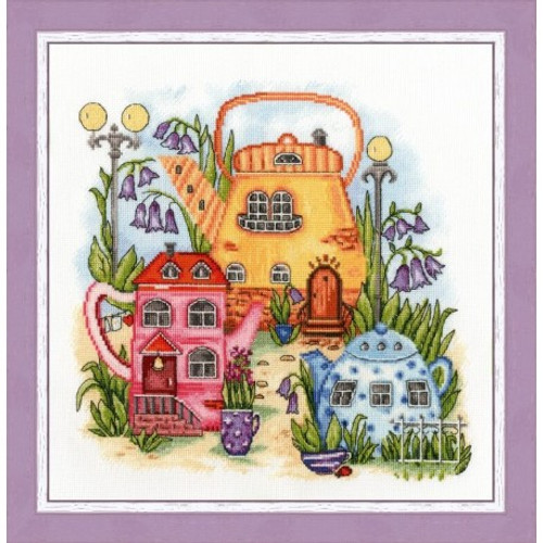 Tea Town Cross Stitch Kit By Golden Fleece