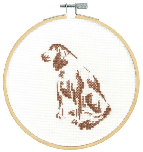 Peaceful Setter Dog Cross Stitch Kit with 5" embroidery hoop by DMC