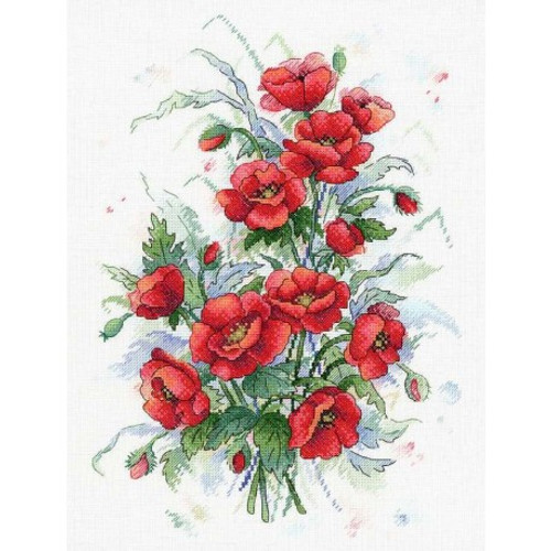 Fiery Flowers Cross Stitch Kit By MP Studia