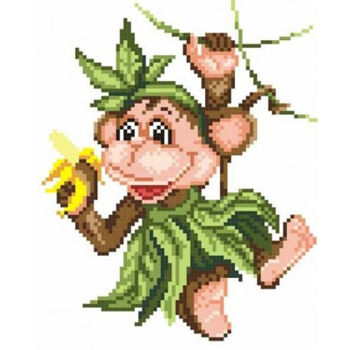 Monkey Printed Cross Stitch Kit By MP Studia