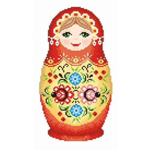 Russian Doll 3 Printed Cross Stitch Kit By MP Studia