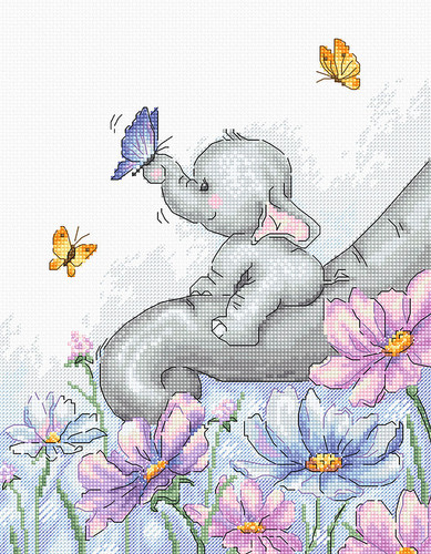 Elephant with Butterfly Counted Cross Stitch Kit By Luca-S