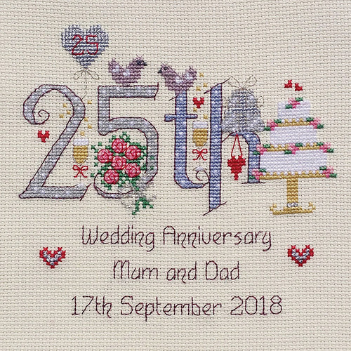 25th Wedding Anniversary Cross Stitch Chart only by Nia