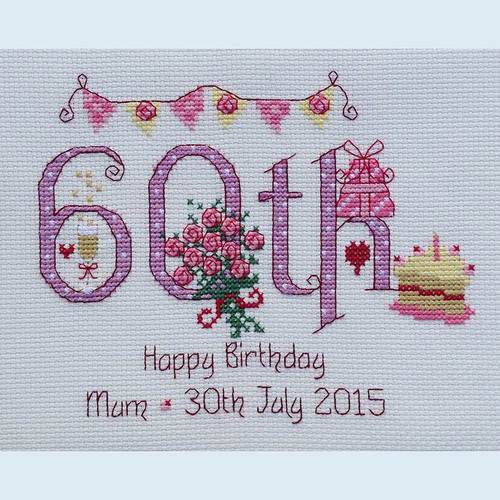 60th Birthday Cross Stitch Chart Only by Nia