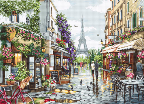 Paris in Flowers Counted Cross Stitch Kit By Luca S