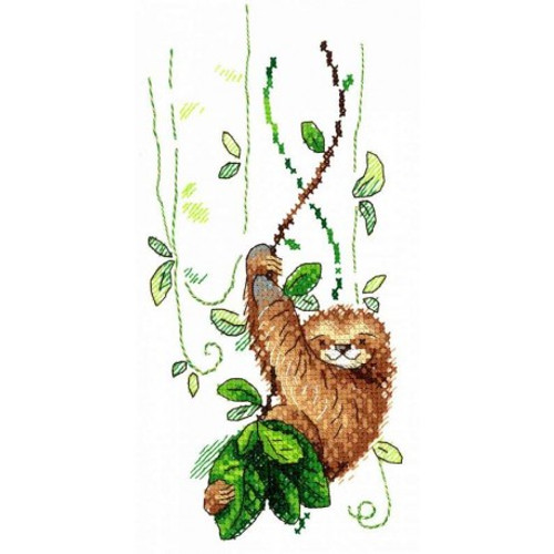 Perky Sloth Cross Stitch Kit On Water Soluble Canvas by MP Studia