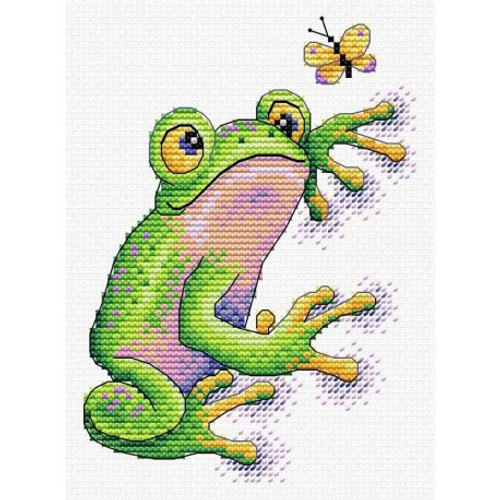 Frog Cross Stitch Kit On Water Soluble Canvas by MP Studia