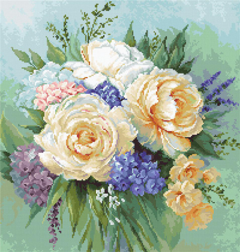 Floral Bouquet Counted Cross Stitch Kit By Luca-S