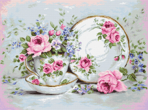 Trio with Blooms on Aida Counted Cross Stitch Kit By Luca-S