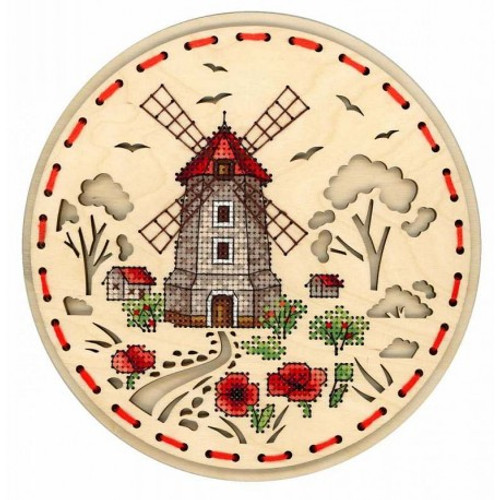 Rural Windmill Cross Stitch Kit On Plywood By MP Studia