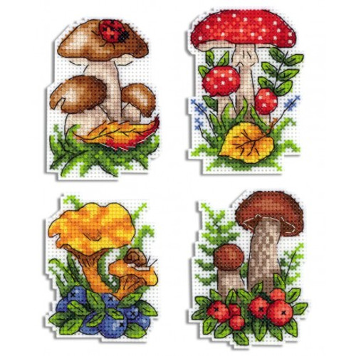 Mushroom Basket Magnet Cross Stitch Kit On Plastic Canvas By MP Studia