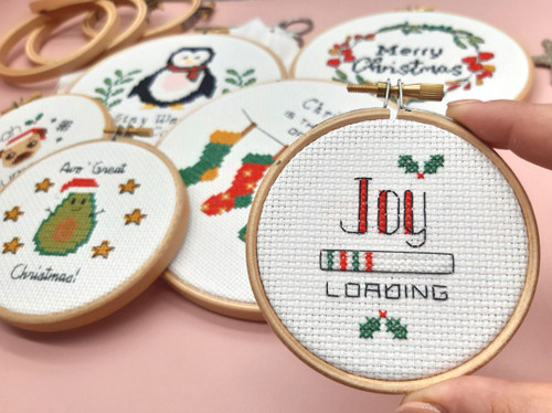 Joy Loading 3" Christmas Cross Stitch Kit by Sew Sophie