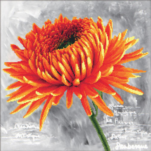 Orange Dahlia No Count Cross Stitch Kit by Needleart World