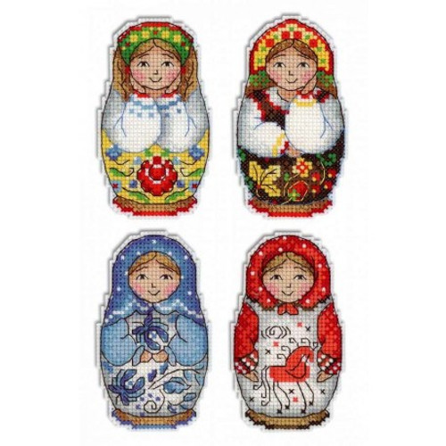 Russian Dolls Magnets Cross Stitch Kit By MP Studia