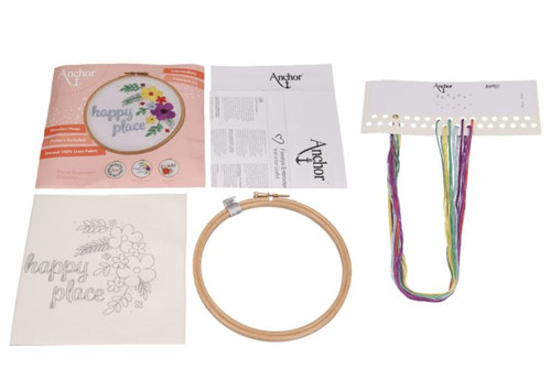 Happy Place Embroidery Hoop Kit by Anchor