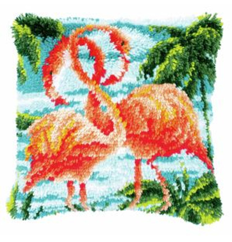 Flamingos Cushion Latch Hook Kit by Vervaco