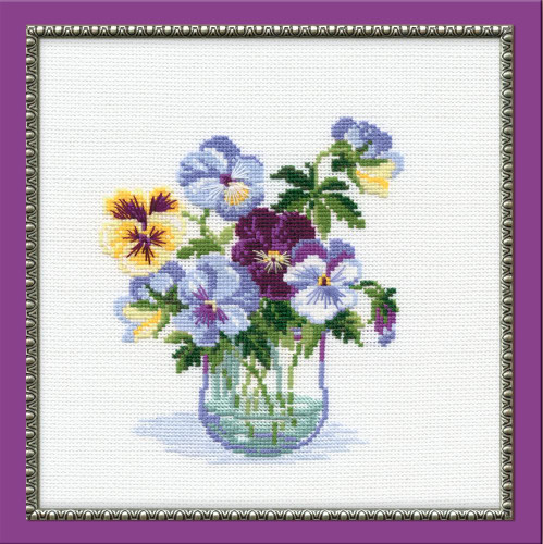 Bunch of Pansies Counted Cross Stitch Kit by Riolis