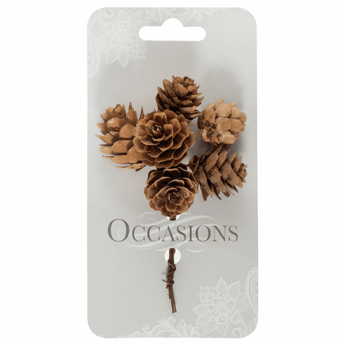 Pinecones on Wire: Natural: 1 Bunch of 6