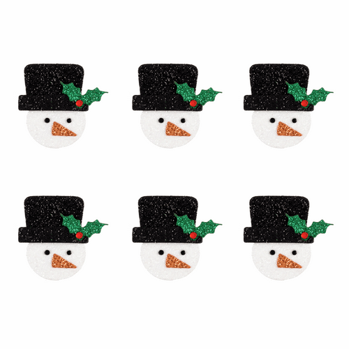 Craft Embellishments: Glitter Snowmen: 6 Pieces