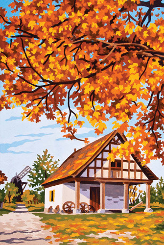 Autumn Cabin Tapestry Canvas By Grafitec