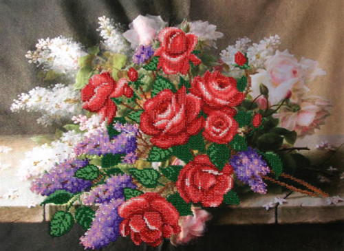 Roses and Lilac Beaded Embroidery Kit by VDV