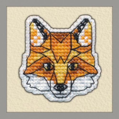 Fox Badge Cross Stitch Kit On Plastic Canvas By Oven