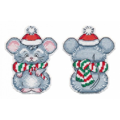 Little Mouse Bauble On Plastic Canvas By Oven