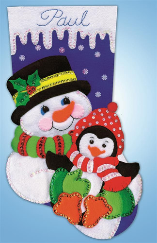 Snowman and Penguin Christmas Stocking Making Kit by Design Works