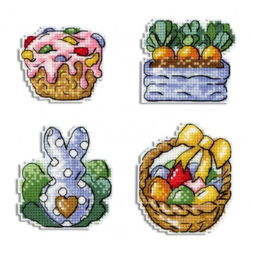 Easter Rabbit and Carrots Magnets Cross Stitch Kit By MP Studia