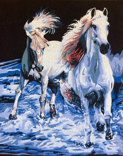 A Pair Of White Horses Tapestry Canvas By Gobelin