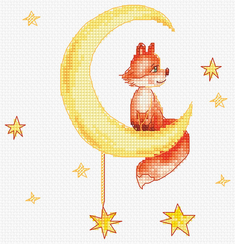 Fox on Moon Counted Cross Stitch Kit By Luca-S