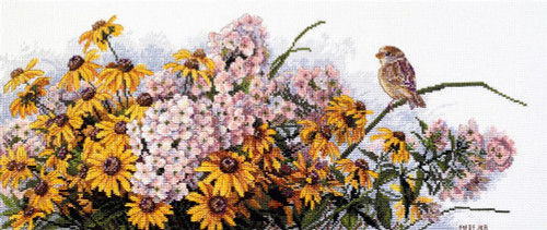 Black Eyed Susans and Phlox Counted Cross Stitch Kit by Merejka