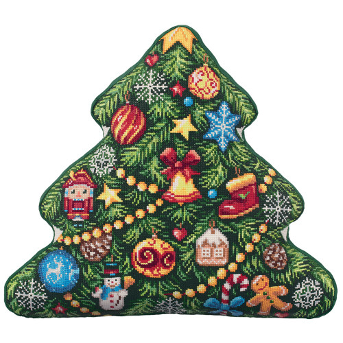 Christmas Tree Pillow Counted Cross Stitch Kit by Panna