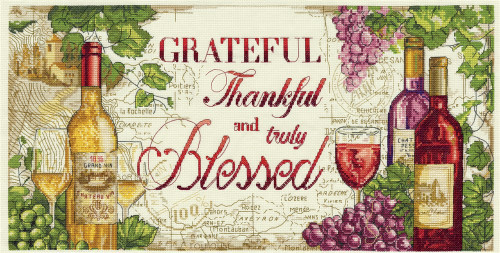 Grateful Wine Counted Cross Stitch Kit by Design Works