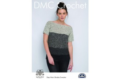 Step Hem Shades Sweater in Natura Denim Crochet Pattern