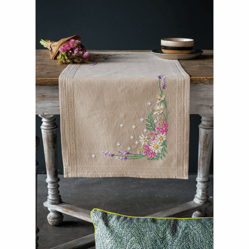 Spring Flowers Table Runner Cross Stitch Kit by Vervaco