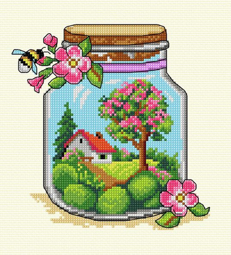 Spring Jar Counted Cross Stitch Kit by Orchidea