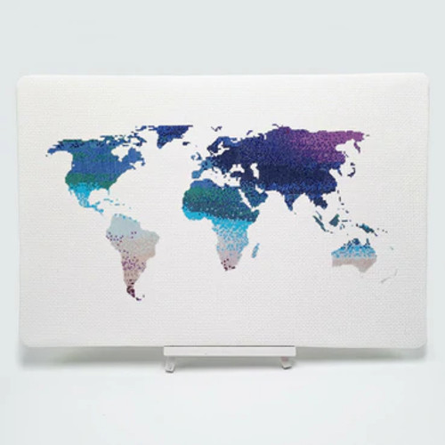 Watercolour World Map Cross Stitch Kit by Meloca Designs