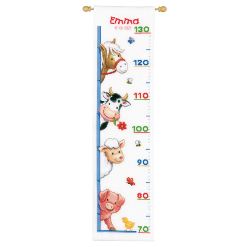 Farm Animals Height Chart Counted Cross Stitch Kit by Vervaco