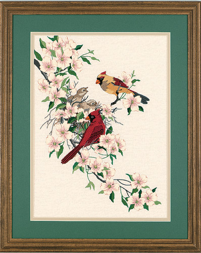 Cardinal in Dogwood Embroidery Kit by Dimensions