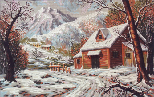 Winter Cabin Tapestry Canvas by Diamant