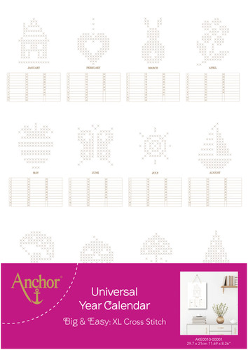 Universal Year Calendar Cross Stitch Kit by Anchor